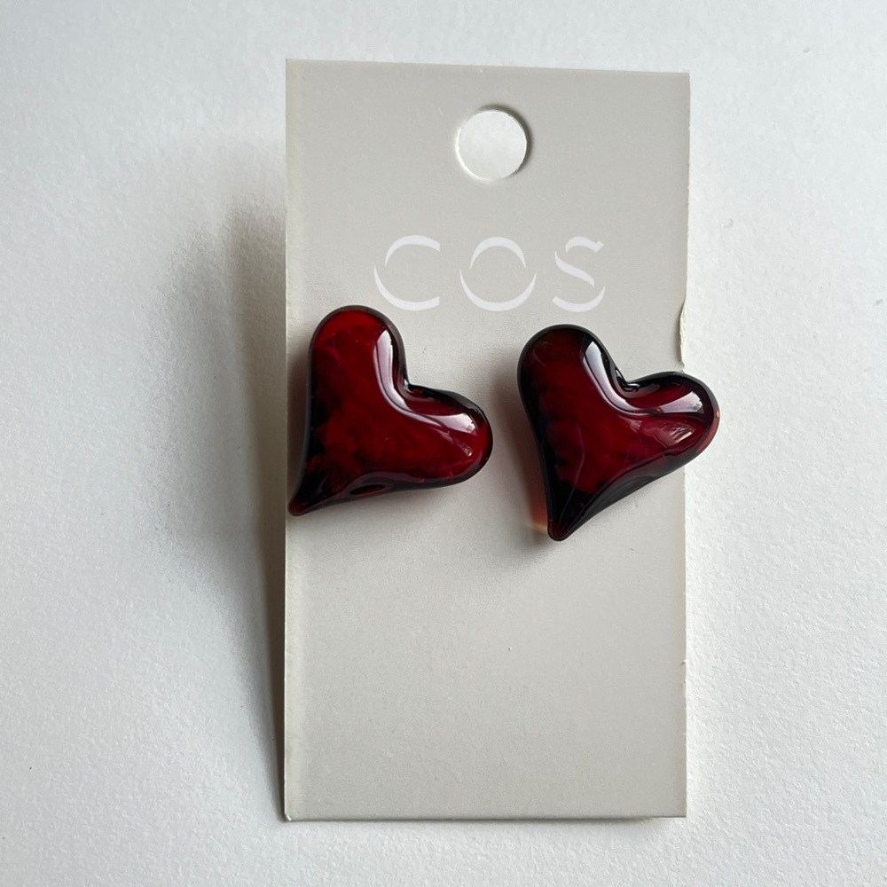 COS Red Heart Earrings